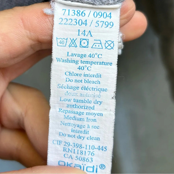 Okaidi Grey Cotton Elbow Patch Cardigan Sweater, size 14 - Picture 8 of 12